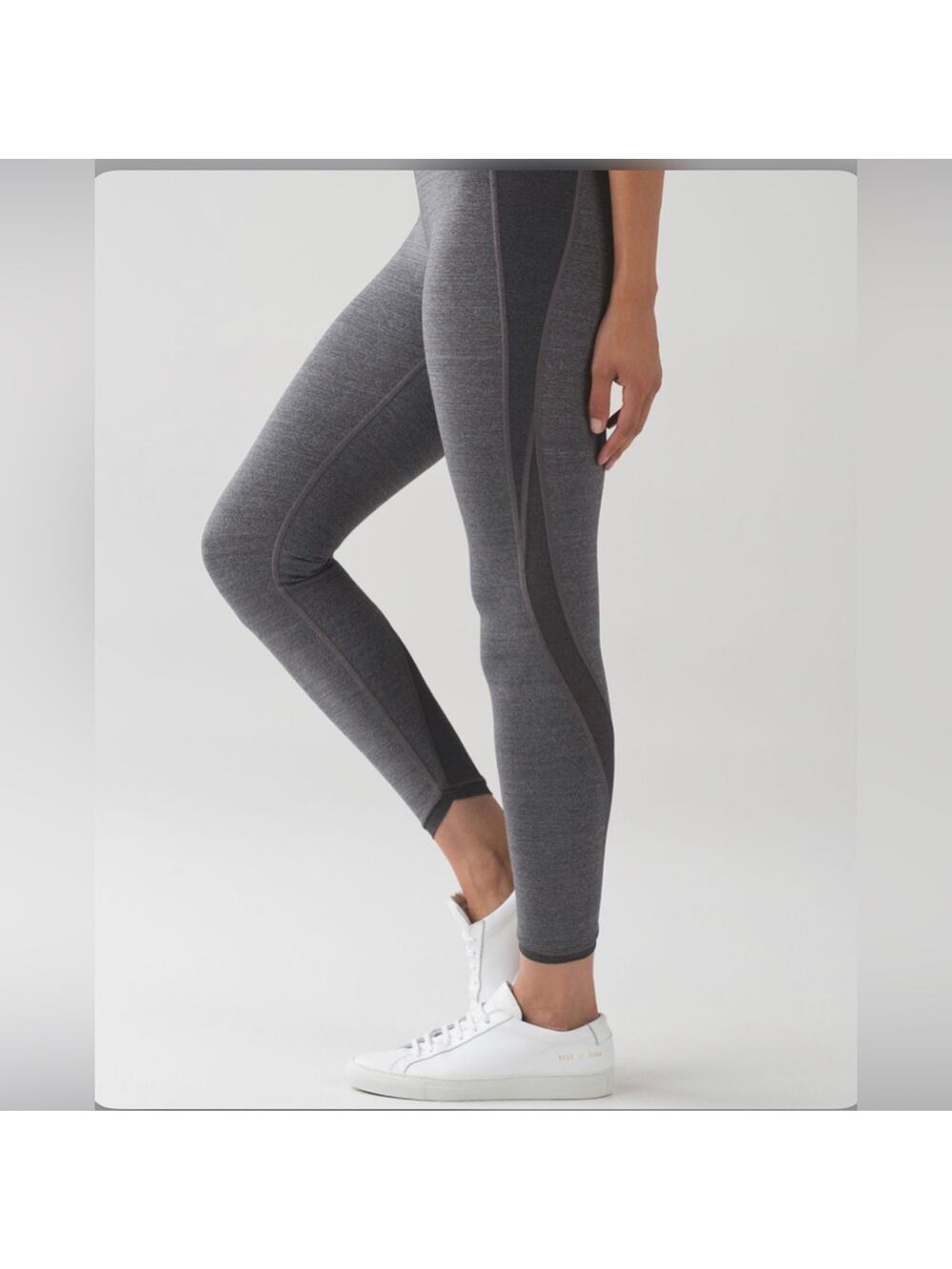 Lululemon Featherlight Tight Heathered Black Gray Size 4